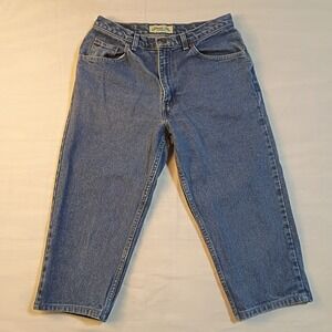 St Johns Bay Classic Fit High Rise Straight Leg Blue Denim Jean Capri Womens 12P